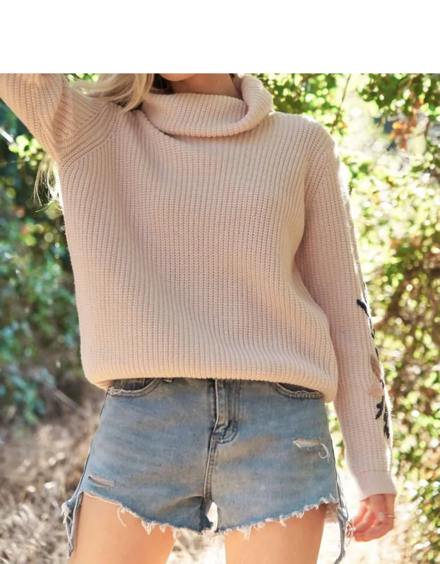 Embroidered Mockneck Sweater