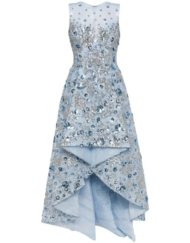 Tulle High-low Dress With Dotted Beading