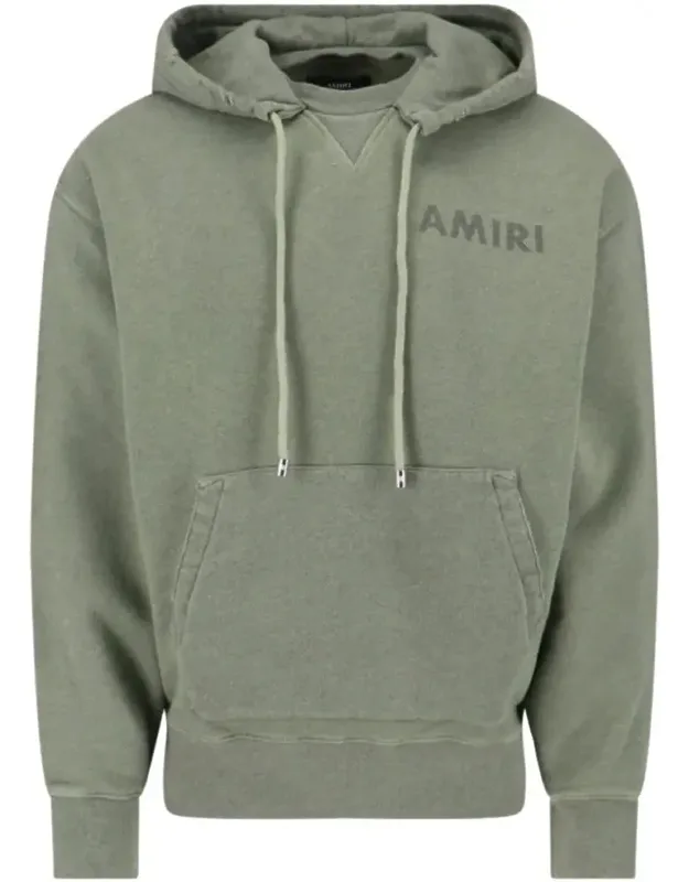 Muted Green Hoodie With Kangaroo Pocket And Drawstring Hood