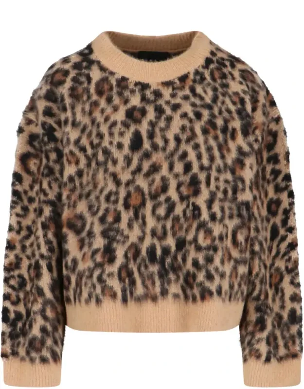 "sweater In Cashmere With Bold Animal Print"