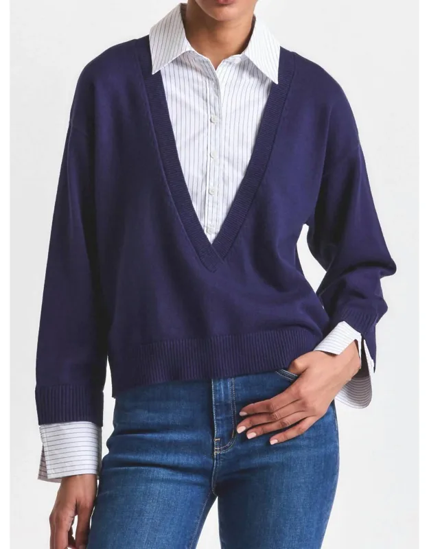 Rida Striped Mixed Media Sweater