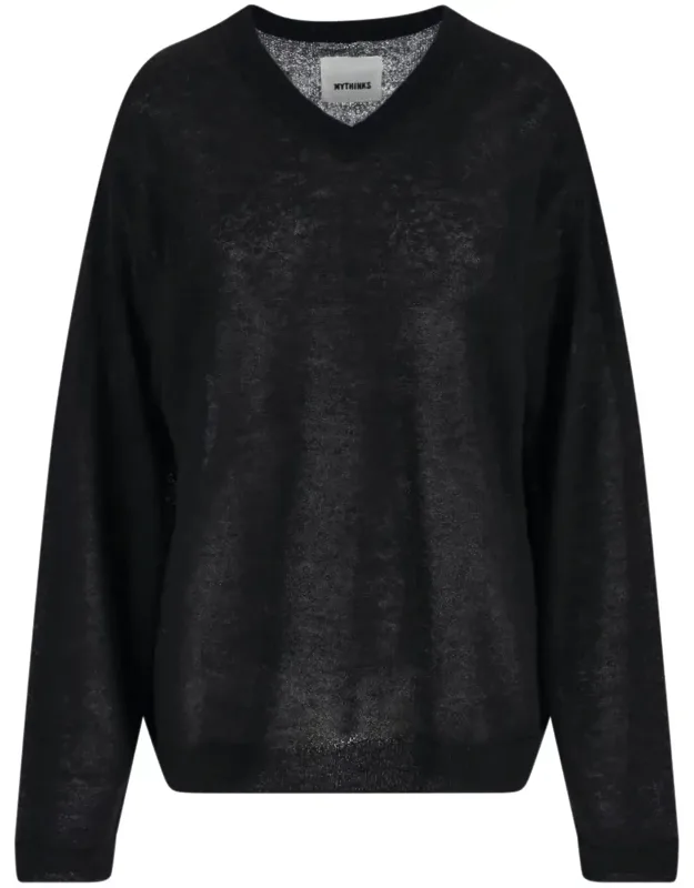 Alpaca Blend Sweater, V-neckline, Dropped Shoulders