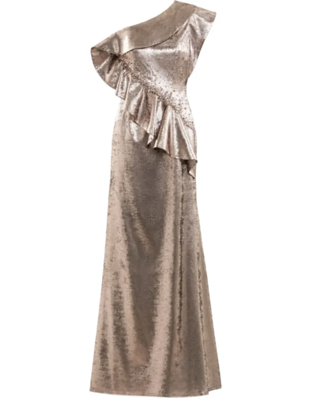 Embellished One-shoulder Dress