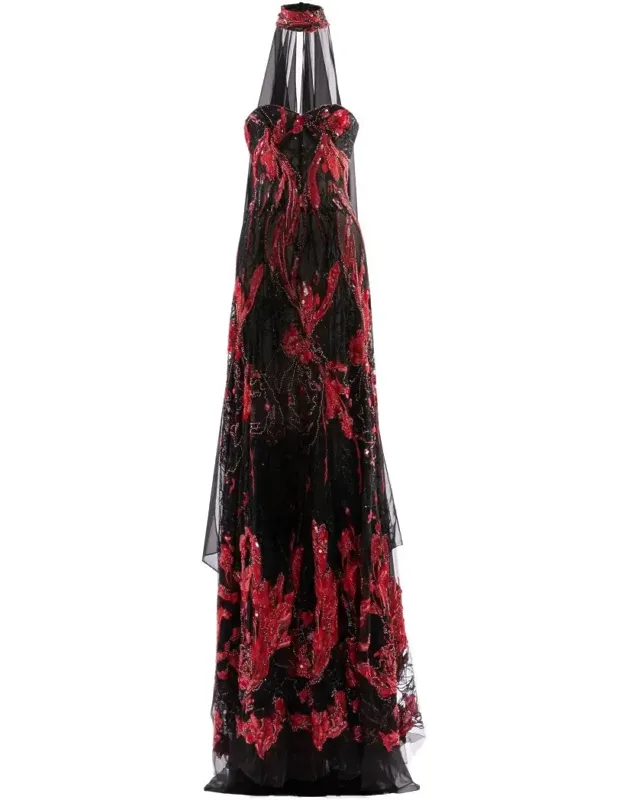 Embroidered Strapless Dress