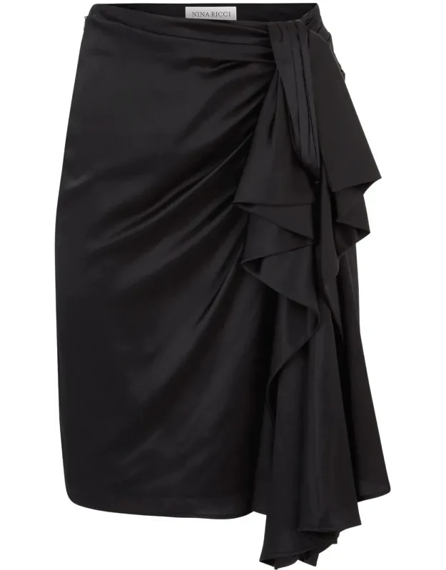Asymmetric Silk Blend Mini Skirt