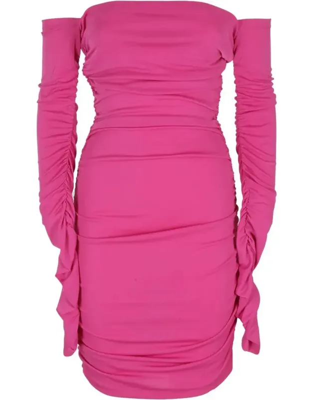 Off-shoulder Mini Dress With Draped Sides