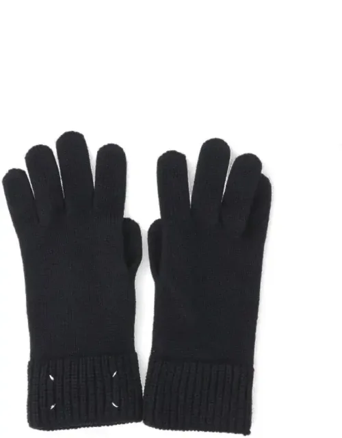 Knit Gloves With Ribbed Cuffs And Logo Embroidery