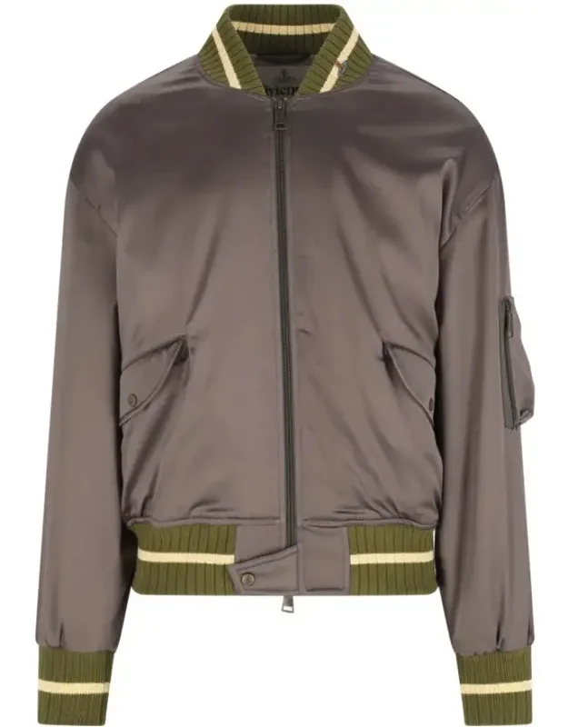 Bomber-style Jacket With Ribbed Details
