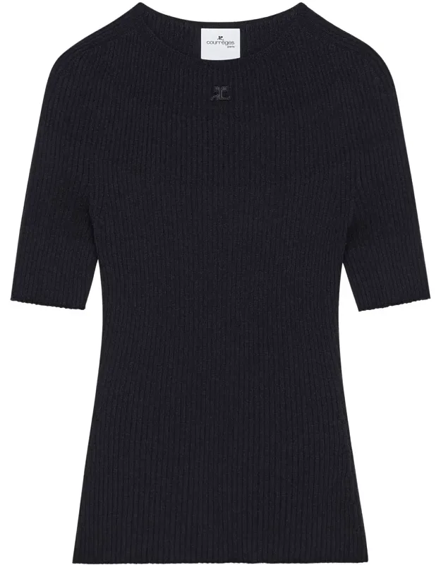 Fine Ribbed Short Sleeve Sweater