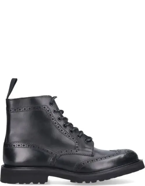 Round Toe Brogue Leather Boots