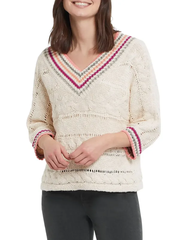 Quarter Sleeve V-neck Sweater
