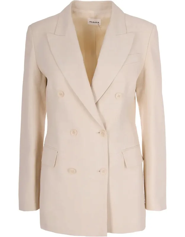 Sand Double-breasted Blazer