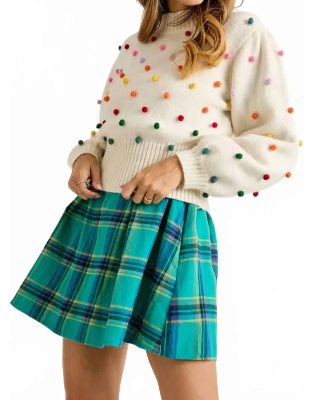 Rainbow Pom Pom Sweater