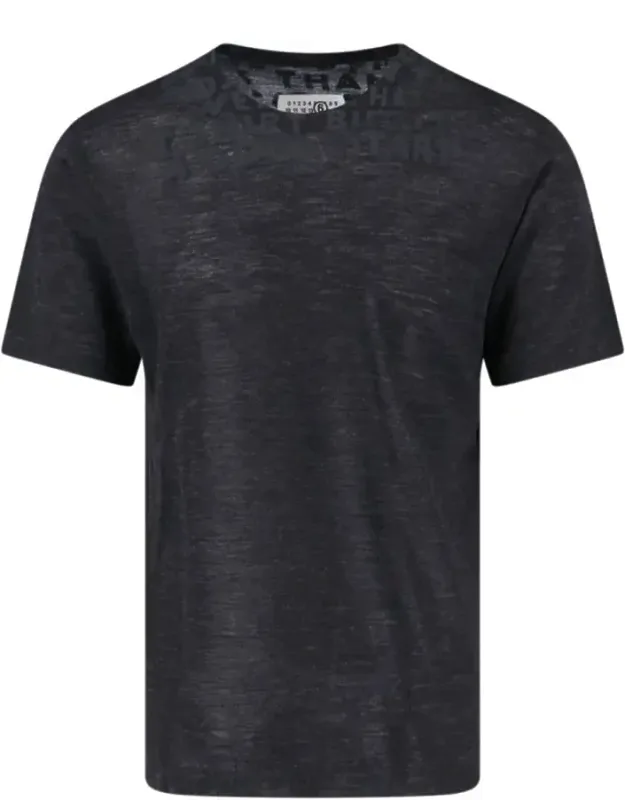 Crew Neck Wool T-shirt With Bold Logo Print