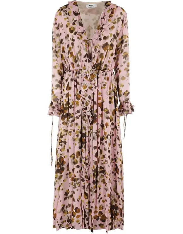 Watercolor Leopard Print Maxi Dress