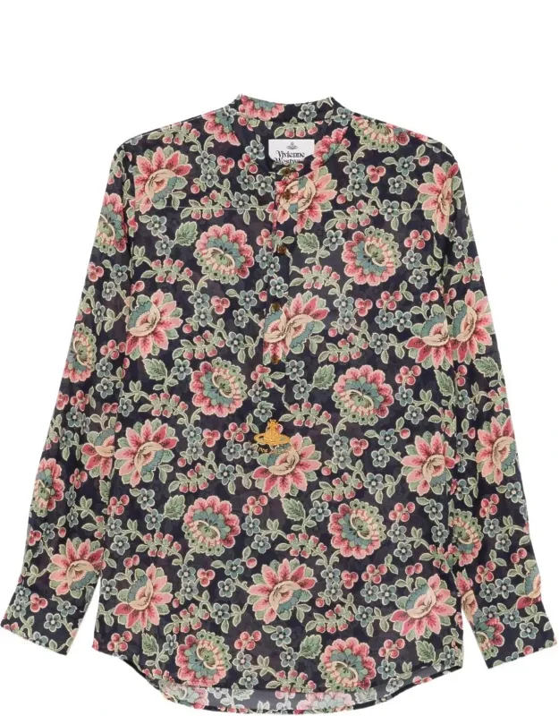 Floral Print Mock Neck Shirt