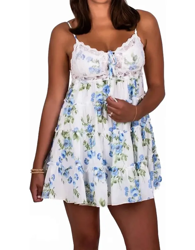Lace Overlay Floral Tiered Dress