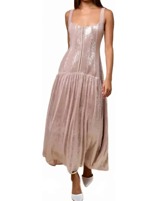 Front Hook And Eye Sequin Maxi Dress