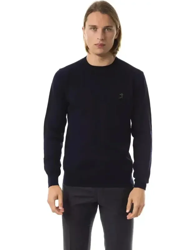 Uominitaliani Merino Wool Sweater - Embroidered Crew Neck, Crafted In Italy