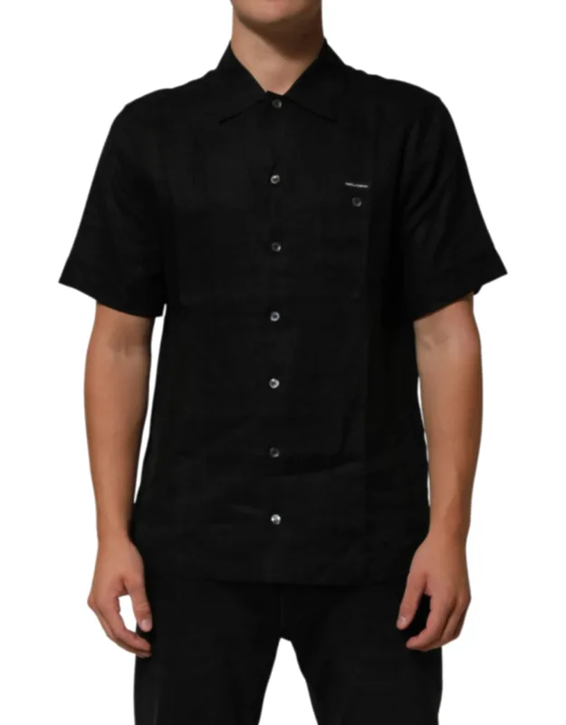 Linen Collared Short Sleeve Polo Shirt