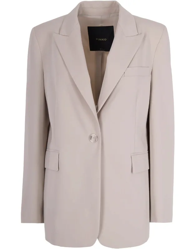Beige Single-breasted Blazer
