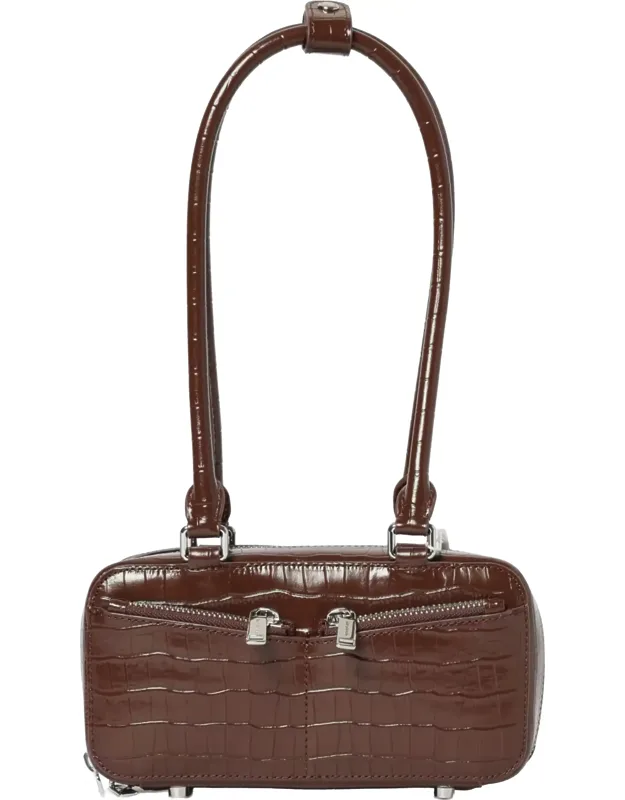 Compact Crocodile-effect Shoulder Bag