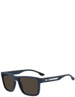 Matte-blue Sunglasses With Logo Insert