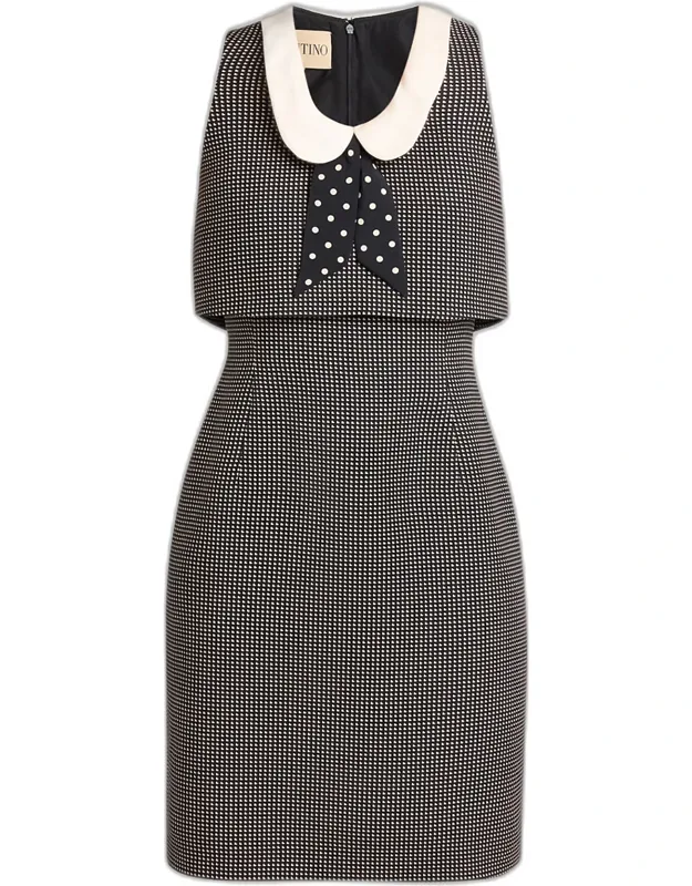 Polka-dot Collared Sleeveless Dress