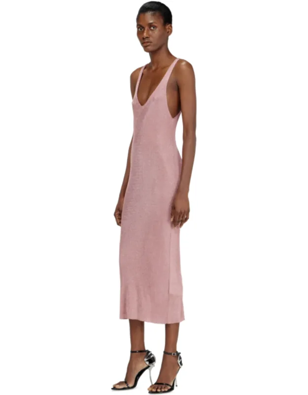 Midi Dress In Metallic Ribbed Knit