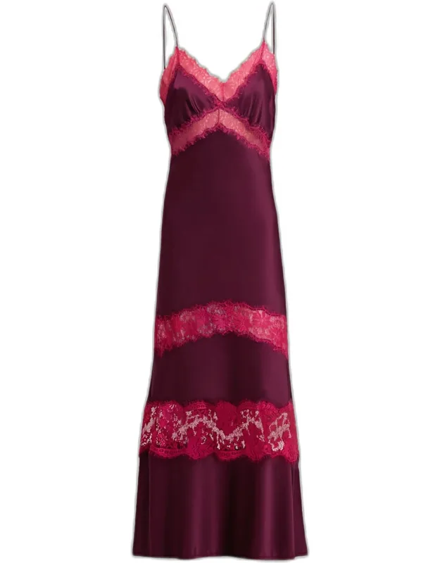 Eden Tiered Lace-inset Maxi Slip Dress
