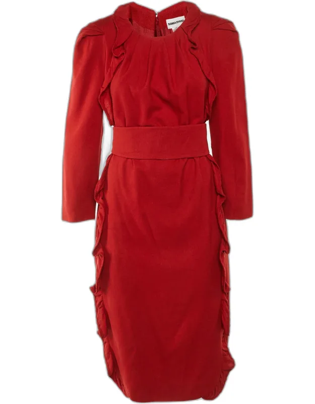 Wool & Silk Belted Midi Dress