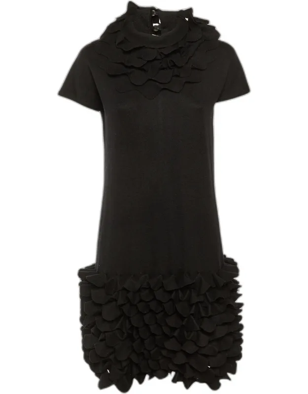 Fleece Wool Ruffled Knee Length Dress