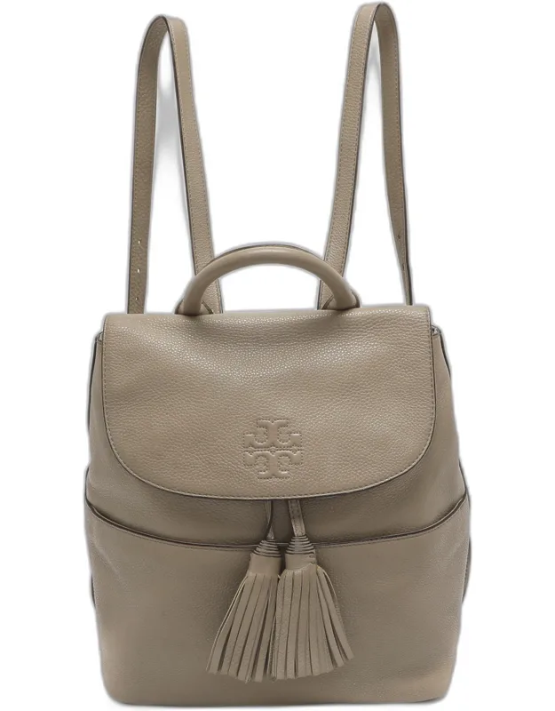 Leather Logo Flap Tassel Backpack