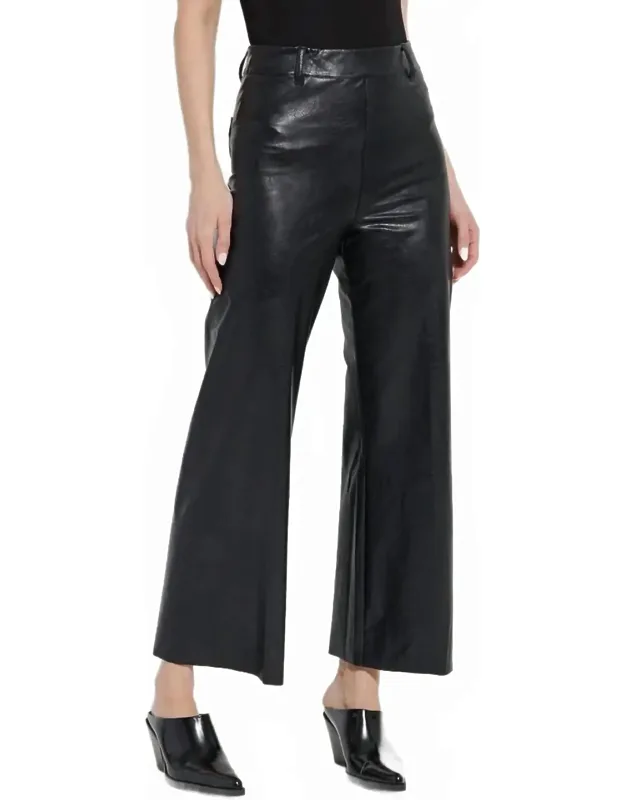 Hi Waist Vegan Leather Wide Leg Pants