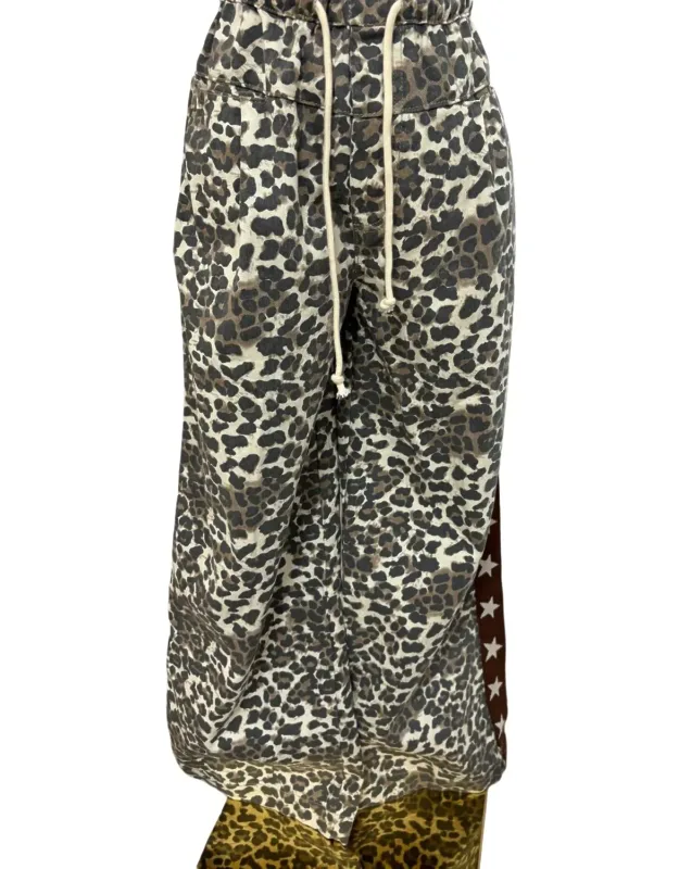 Cheetah Tie Front Jeans With Stars Down Side