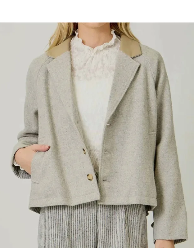 Collared Mix Media 3 Button Jacket