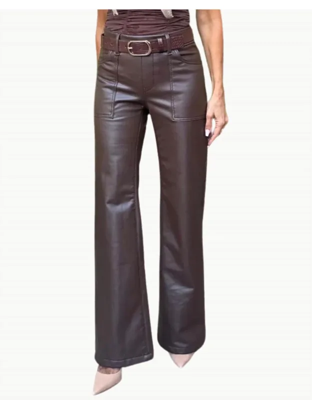 Vegan Leather Pull On Pants