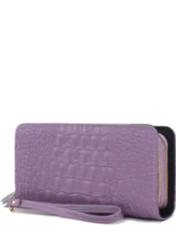 Eve Genuine Leather Croc Wristlet Wallet