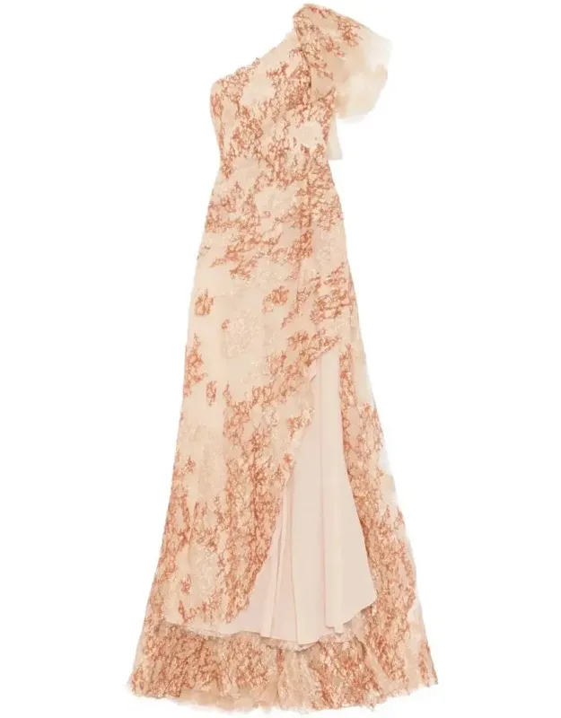 Embroidered One-shoulder Dress