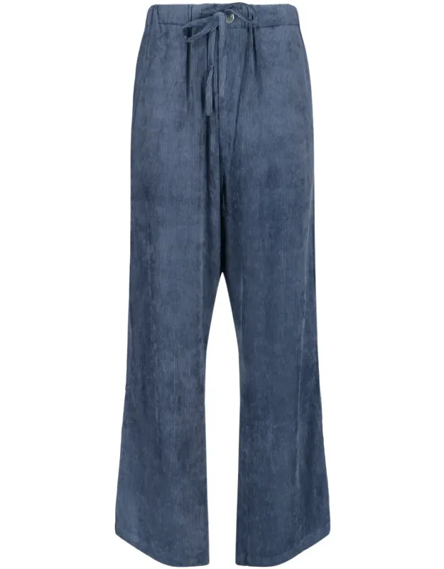 Ribbed Fabric Pants With Adjustable Drawstring