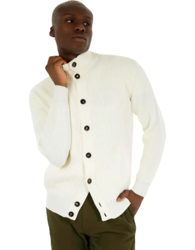 Ribbed Knit Merino Wool Cardigan