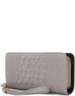 Eve Genuine Leather Croc Wristlet Wallet