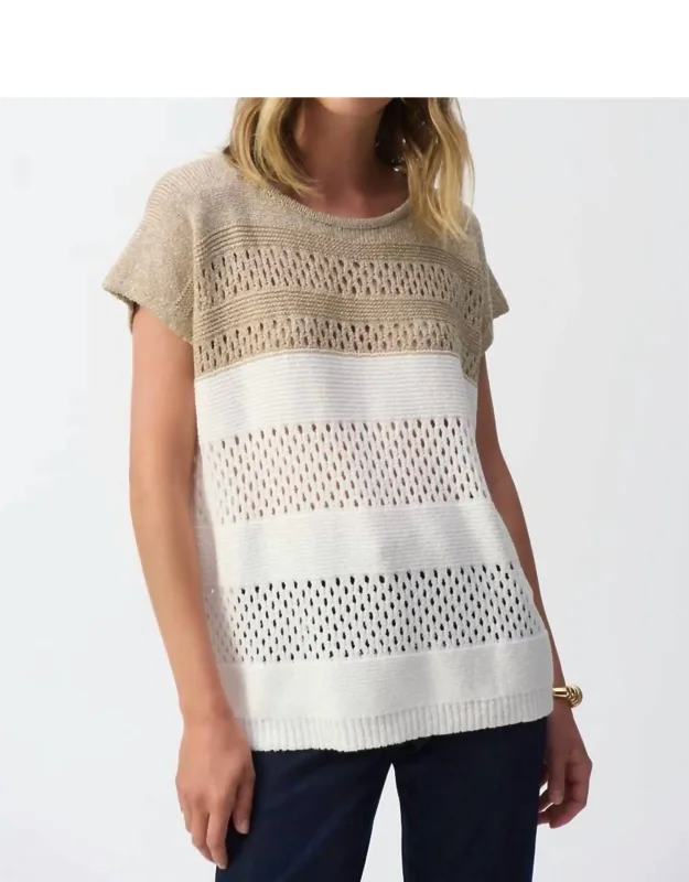 Color Block Metallic Sweater Knit Pullover