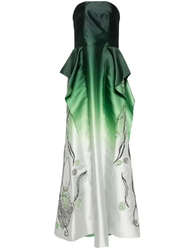 Mikado Strapless Dress With Beading On The Sides
