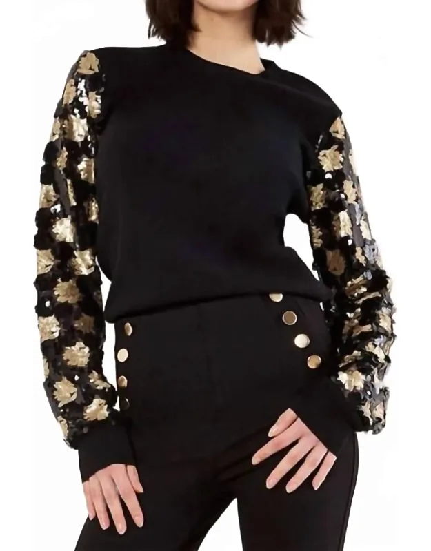 Ornate Sequin Sleeve Sweater