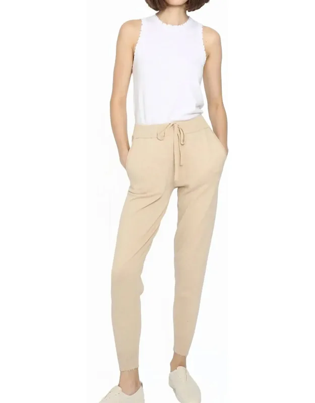 Cotton Cashmere Frayed Joggers