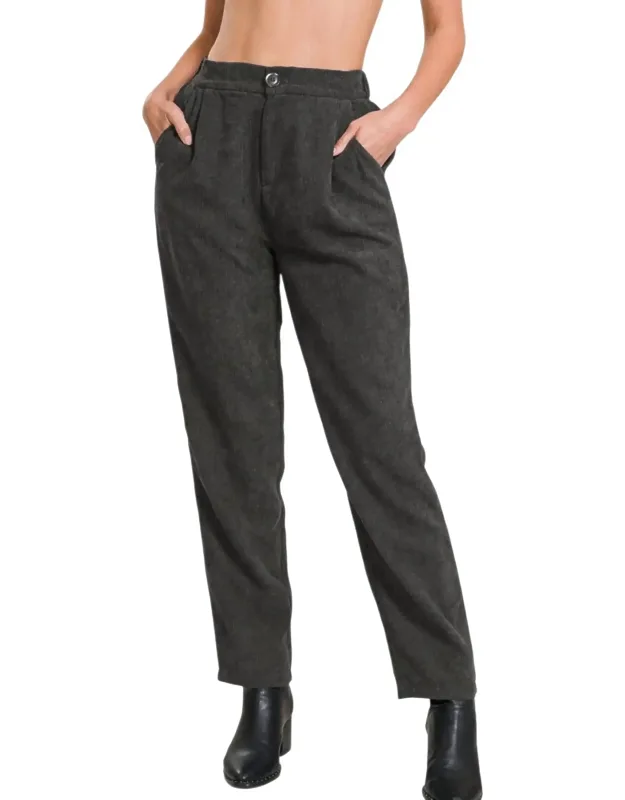 High Rise Corduroy Pants With Pockets