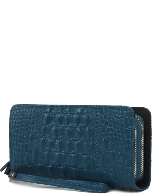 Eve Genuine Leather Croc Wristlet Wallet