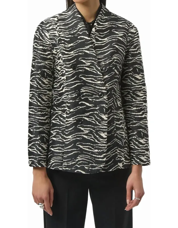Zebra Print Double Breasted Blazer