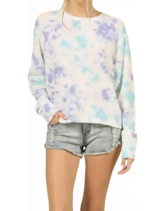 Tie Dye Hacci Crop Crewneck Sweater